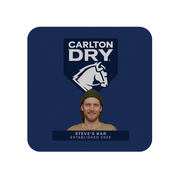 CARLTON DRY 6 x Personalised Neoprene Coasters with PICTURE and TEXT