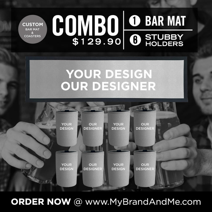 Custom Bar Mat plus 8 x Coolers Combo