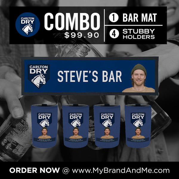 Carlton Dry Bar Mat plus 4 x Coolers (Picture &/or Text) Combo