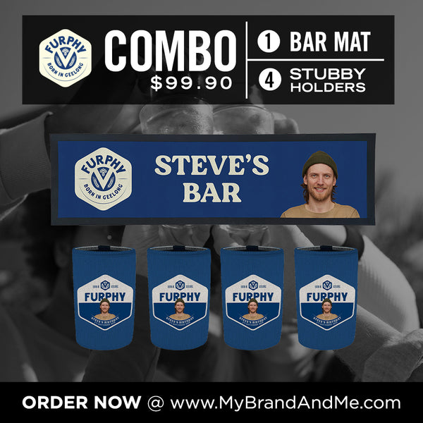 Furphy Bar Mat plus 4 x Coolers (Picture &/or Text) Combo
