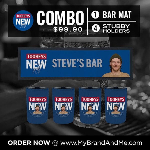 Tooheys New Bar Mat plus 4 x Coolers (Picture &/or Text) Combo