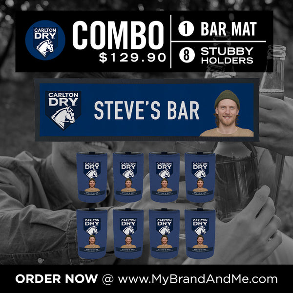Carlton Dry Bar Mat plus 8 x Coolers (Picture &/or Text) Combo