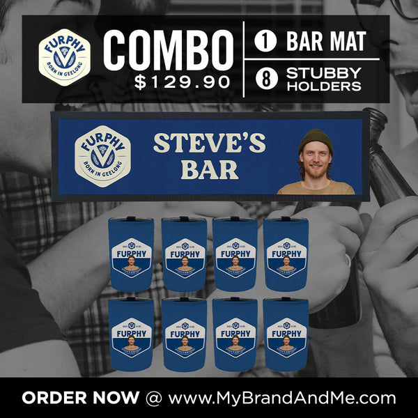Furphy Bar Mat plus 8 x Coolers (Picture &/or Text) Combo