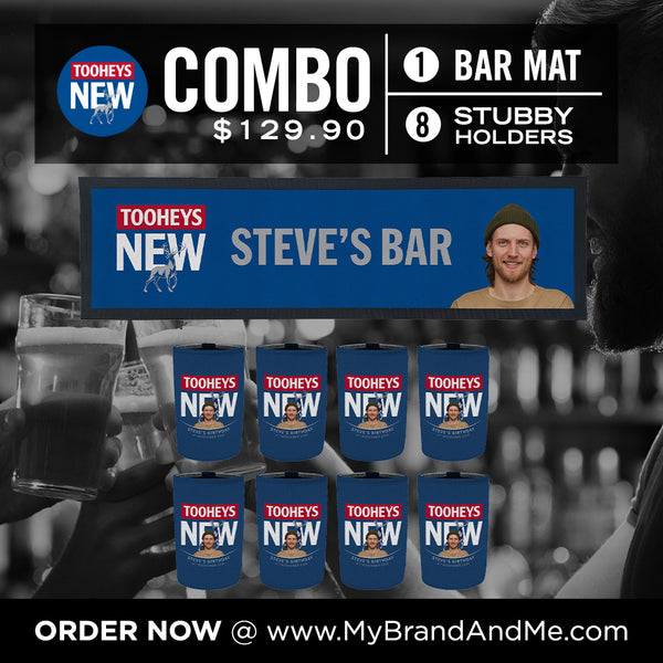 Tooheys New Bar Mat plus 8 x Coolers (Picture &/or Text) Combo