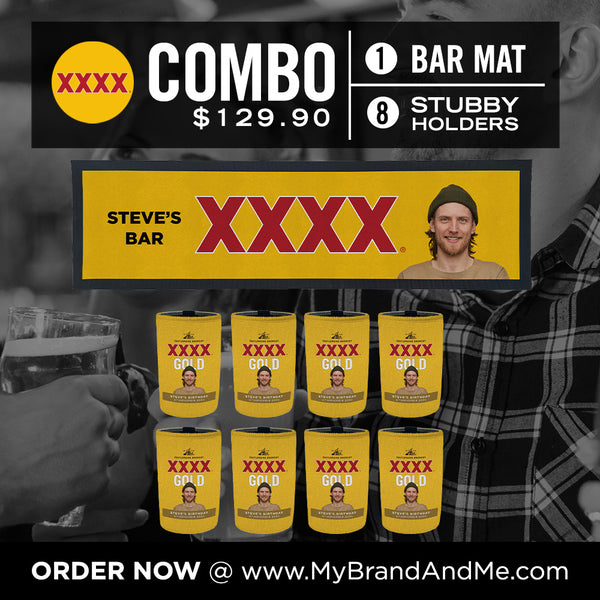 XXXX Gold Bar Mat plus 8 x Coolers (Picture &/or Text) Combo
