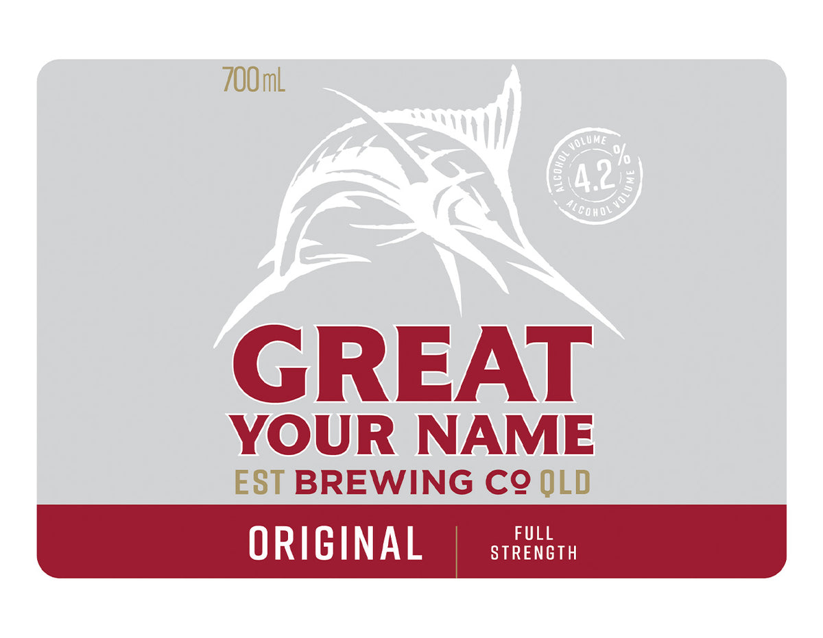 GREAT NORTHERN ORIGINAL 6 x 700ml NAME CHANGE only Stubby label (beer My Brand And Me