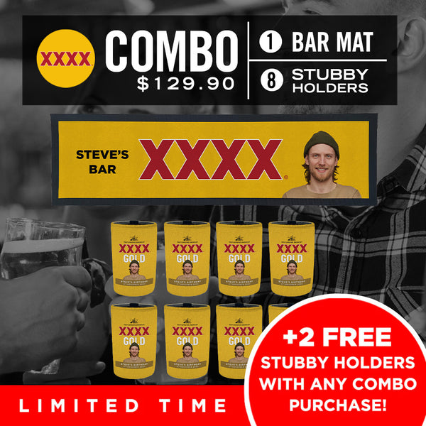 XXXX Gold Bar Mat plus 8 x Coolers (Picture &/or Text) Combo