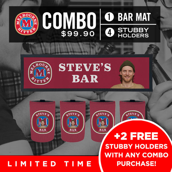 Melbourne Bitter Bar Mat plus 4 x Coolers Combo