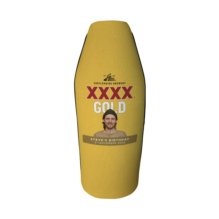XXXX GOLD Personalised Long Neck Zip Up Coolers with PICTURE and/or TEXT