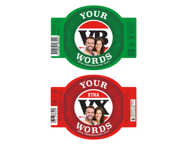 VICTORIA BITTER 6 x 750ml Longneck labels with PICTURE AND/OR TEXT (beer not included)