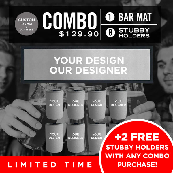Custom Bar Mat plus 8 x Coolers Combo