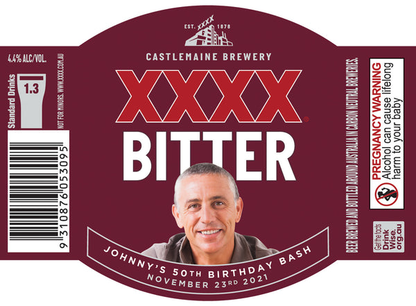 XXXX BITTER 24 x 375ml Stubby labels with PICTURE AND/OR TEXT (beer not included)