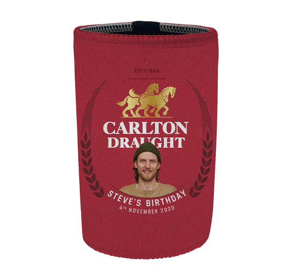 CARLTON DRAUGHT Personalised Stubby Holders with PICTURE and/or TEXT