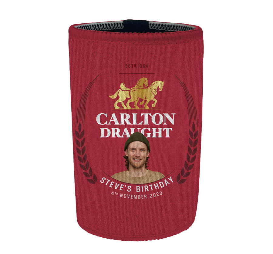 CARLTON DRAUGHT Personalised Stubby Holders with PICTURE and/or TEXT