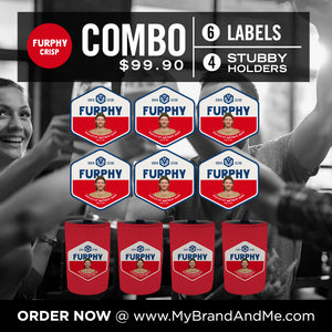 Furphy Crisp 6 x 375ml Labels Plus 4 x Stubby Holders Combo