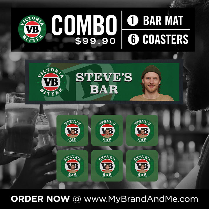 VB Bar Mat plus 6 x Coasters Combo