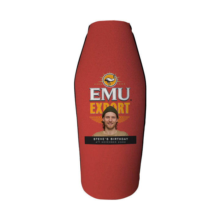 Emu Export Personalised Long Neck Zip Up Coolers with PICTURE and/or TEXT