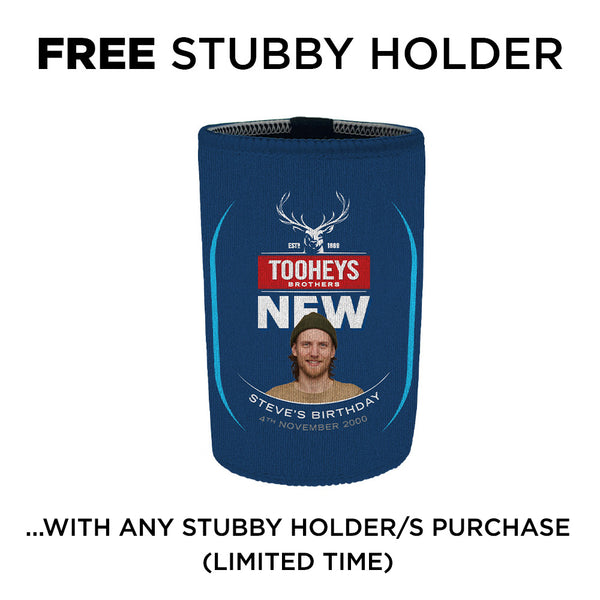 TOOHEYS NEW Personalised Stubby Holders with PICTURE and/or TEXT