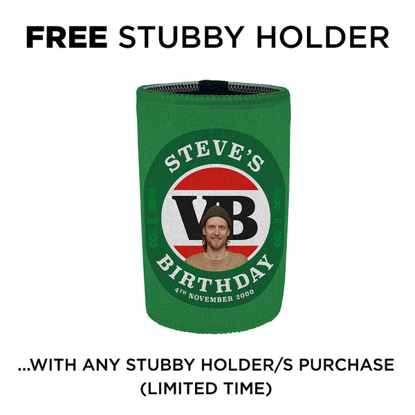 VICTORIA BITTER Personalised Stubby Holders with PICTURE and/or TEXT (Volume Discounts)