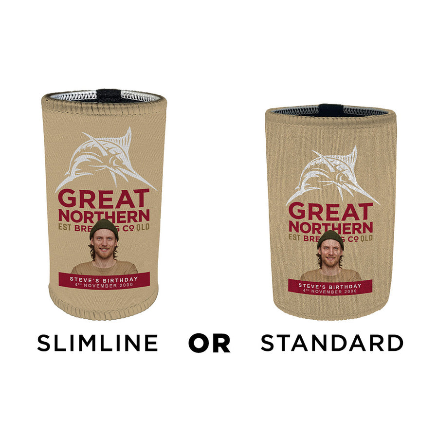 GREAT NORTHERN ORIGINAL Personalised Stubby Holders with PICTURE and/or TEXT