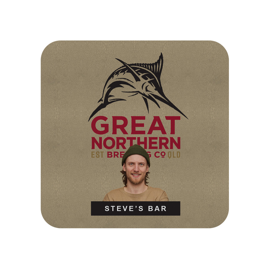 GREAT NORTHERN SUPER CRISP 6 x Personalised Neoprene Coasters with PICTURE and TEXT