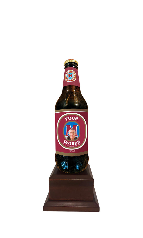 MELBOURNE BITTER Bottle on Pedestal with PERSONALISED LABEL (beer not included)