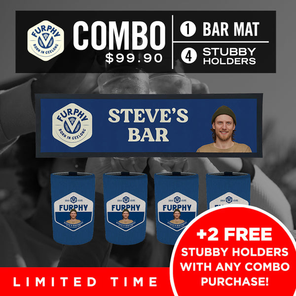 Furphy Bar Mat plus 4 x Coolers (Picture &/or Text) Combo