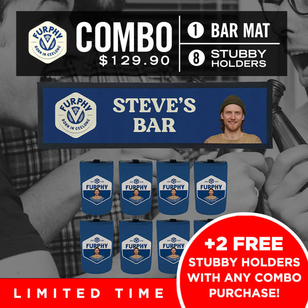 Furphy Bar Mat plus 8 x Coolers (Picture &/or Text) Combo