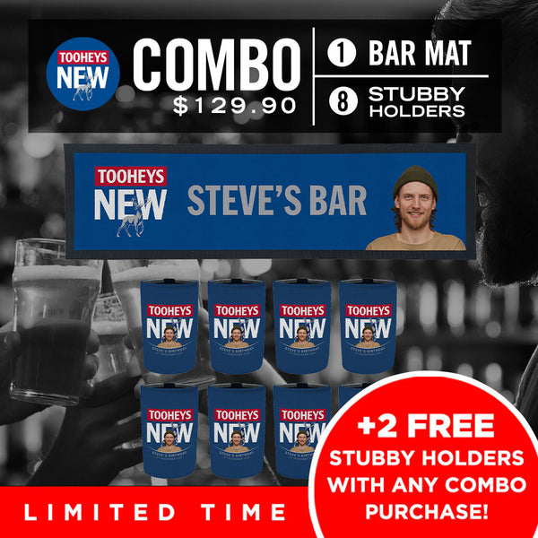 Tooheys New Bar Mat plus 8 x Coolers (Picture &/or Text) Combo