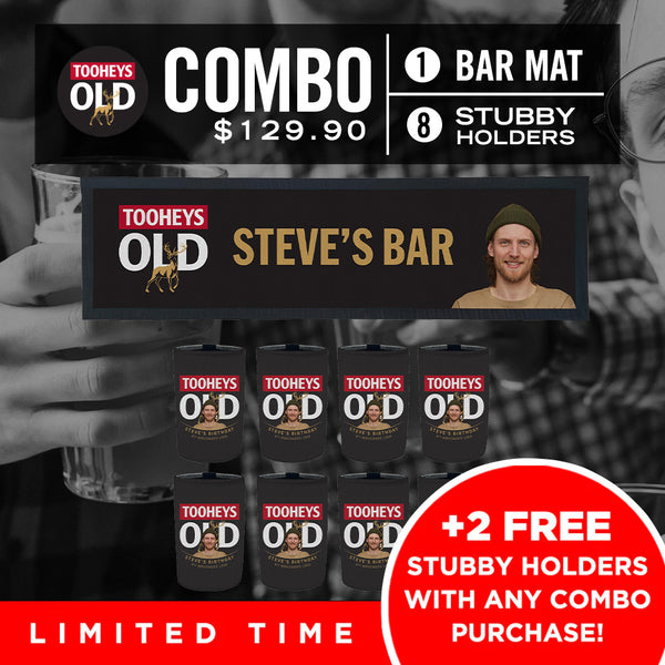 Tooheys Old Bar Mat plus 8 x Coolers (Picture &/or Text) Combo