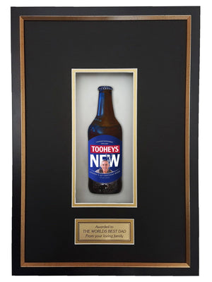 TOOHEYS NEW Deluxe Framed Beer bottle with Engraving (50cm x 34cm) (beer not included)
