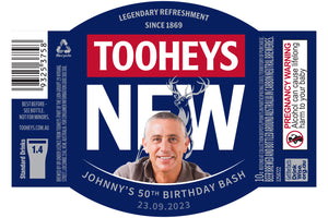 TOOHEYS NEW 24 x 375ml Stubby labels with PICTURE AND/OR TEXT (beer not included)