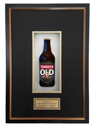 TOOHEYS OLD Deluxe Framed Beer bottle with Engraving (50cm x 34cm) (beer not included)