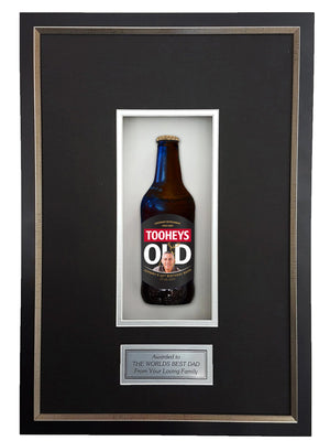 TOOHEYS OLD Deluxe Framed Beer bottle with Engraving (50cm x 34cm) (beer not included)