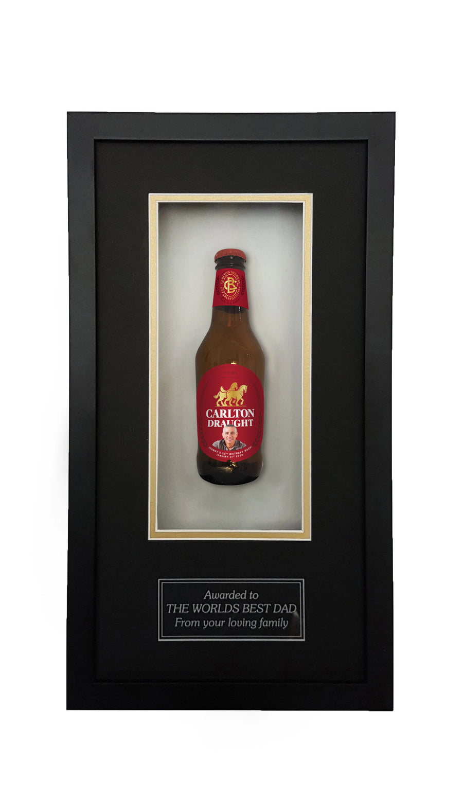 CARLTON DRAUGHT Framed Beer Bottle (44cm x 24cm) (beer not included)