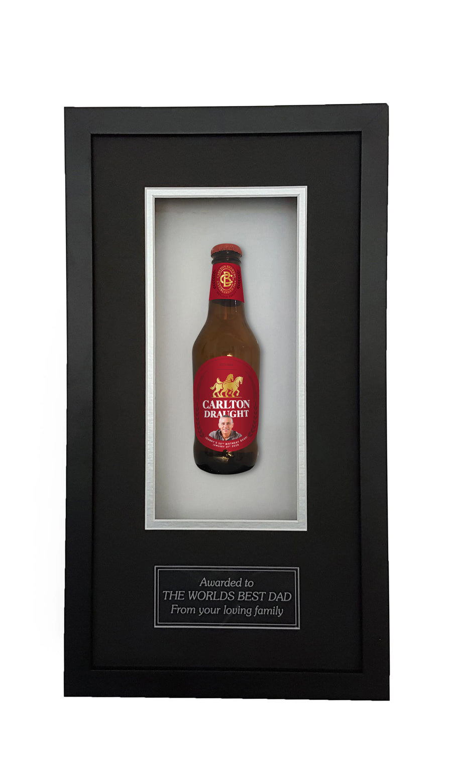 CARLTON DRAUGHT Framed Beer Bottle (44cm x 24cm) (beer not included)