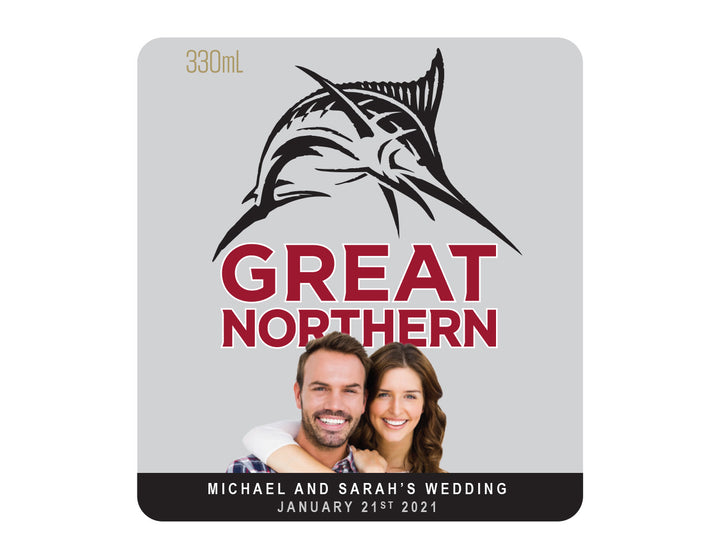 GREAT NORTHERN SUPER CRISP 6 x 330ml Picture Label (beer not included)