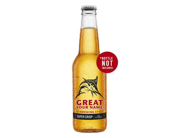 GREAT NORTHERN SUPER CRISP 6 x 330ml NAME CHANGE only Stubby label (beer not included)