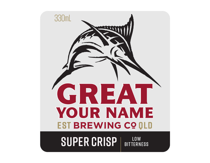 GREAT NORTHERN SUPER CRISP 6 x 330ml NAME CHANGE only Stubby label (beer not included)