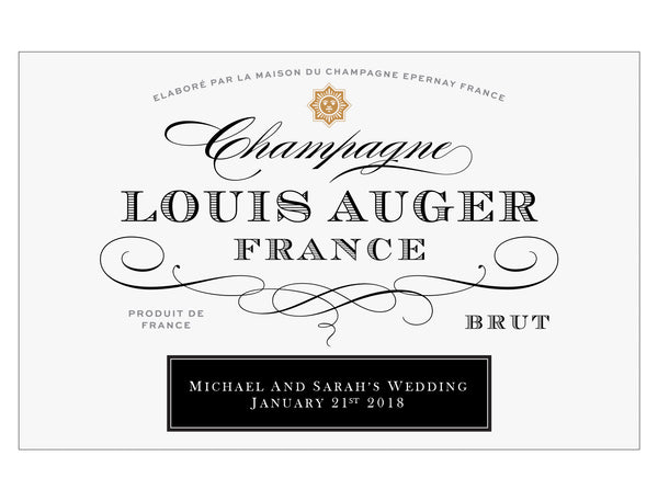 6 x 750ml Louis Auger Champagne labels with PICTURE AND/OR TEXT (champagne not included)