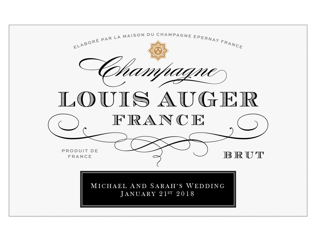 1-5 x 750ml Louis Auger Champagne labels with PICTURE AND/OR TEXT (cha ...