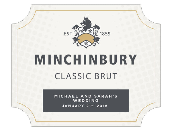 6 x 750ml Minchinbury Brut labels with PICTURE AND/OR TEXT (champagne not included)