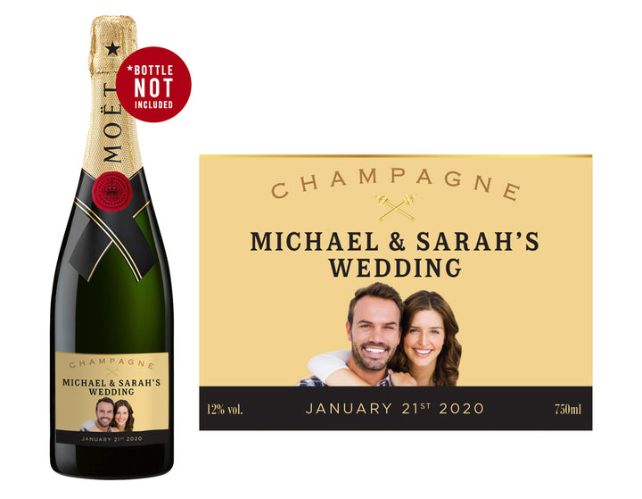 6 x Moët & Chandon Champagne 750ml Complimentary Label With Picture AND/OR Text (champagne not included)