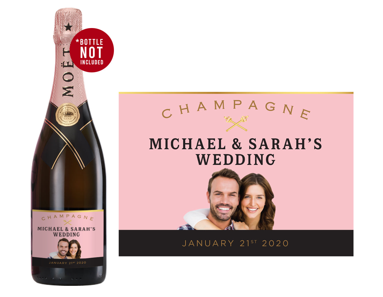 Personalised Moet and Chandon Imperial Rose Gold Bottle Label Happy  Birthday Label Name Age