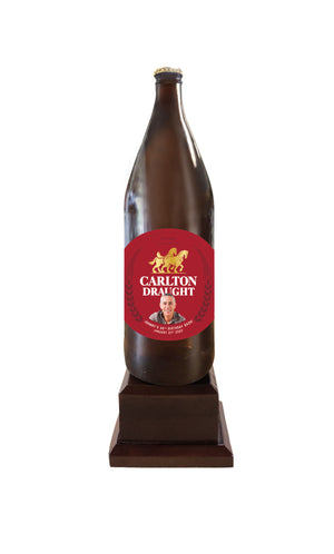CARLTON DRAUGHT Long Neck Bottle on Pedestal with PERSONALISED LABEL (beer not included)