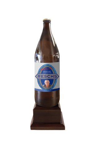 RESCHS Long Neck Bottle on Pedestal with PERSONALISED LABEL (BEER NOT INCLUDED)