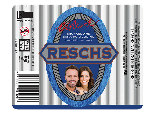 RESCHS 6 x 750ml Longneck labels with PICTURE AND/OR TEXT (beer not included)