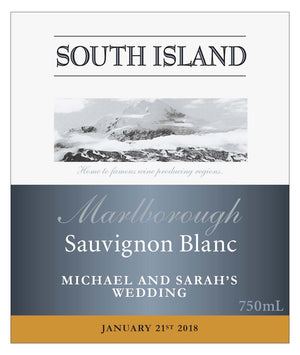 6 x 750ml South Island Sauvignon Blanc labels with PICTURE AND/OR TEXT (wine not included)