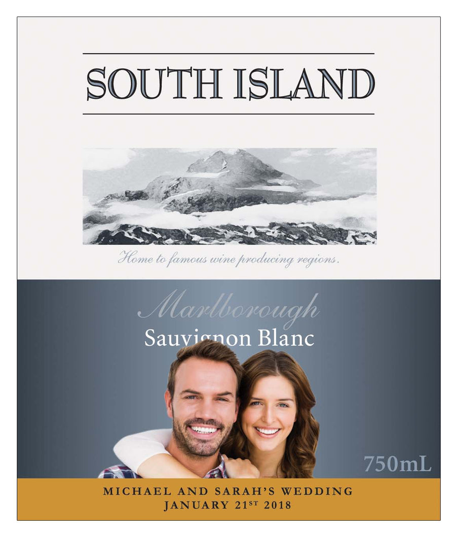 6 x 750ml South Island Sauvignon Blanc labels with PICTURE AND/OR TEXT (wine not included)