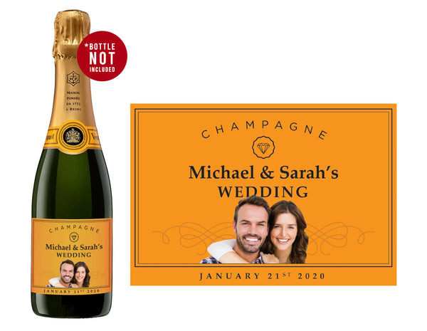 1-5 x Veuve Clicquot Champagne 750ml Complimentary Labels With Picture AND/OR Text (champagne not included)
